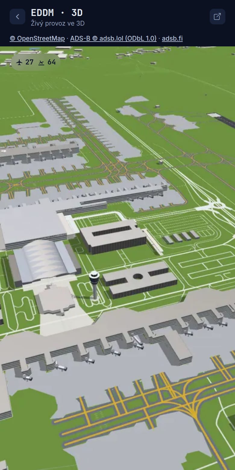 Mnichovské letiště ve 3D v aplikaci