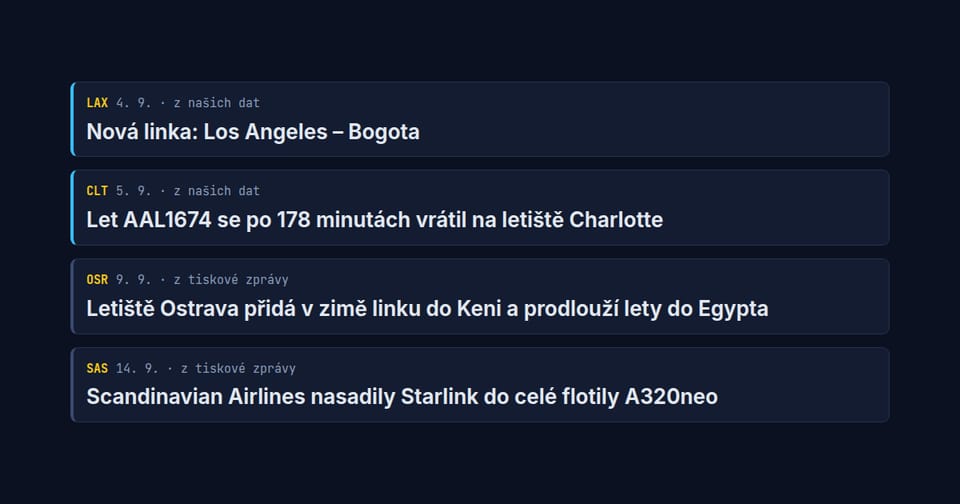 Čtyři zprávy z redakce map.flights