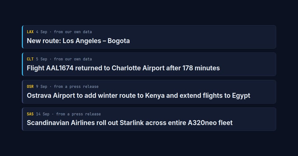 Four news items from the map.flights newsroom
