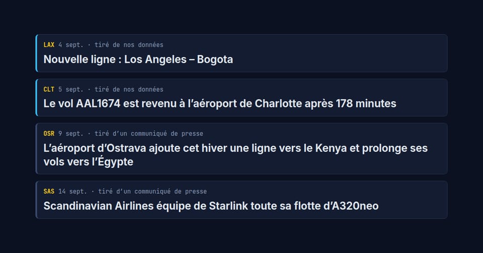 Quatre actualités de la rédaction de map.flights