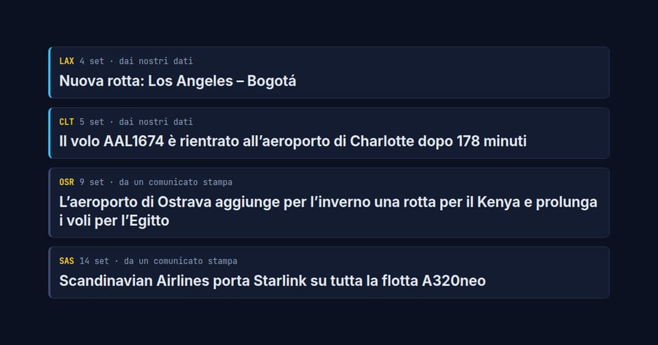 Quattro notizie della redazione di map.flights