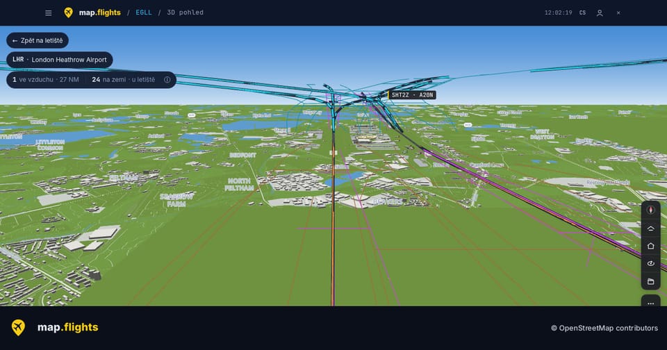 The ILS glide path to a Heathrow runway, 3D view