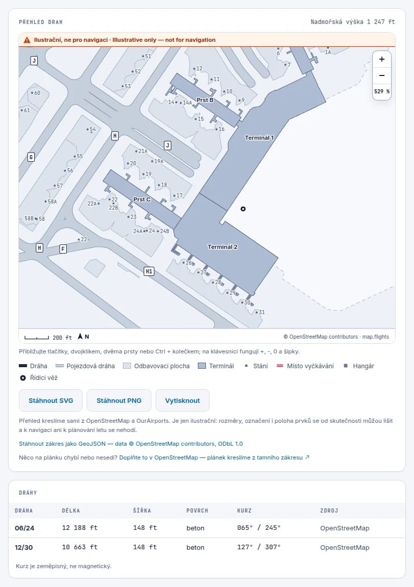 Ten sam schemat przybliżony do Terminalu 2 i jego pirsów z numerami stanowisk