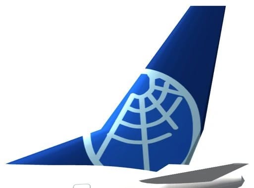 The fin of our 737-8 model in United colours as drawn from the 737-800 drawing, less swept