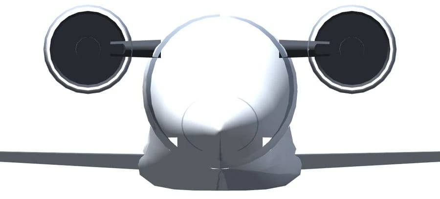 The same model from behind with a fairing that has vertical sides and a flat bottom