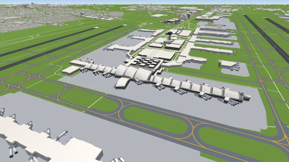 O Tom Bradley International Terminal com a sua cobertura de ondas curvas