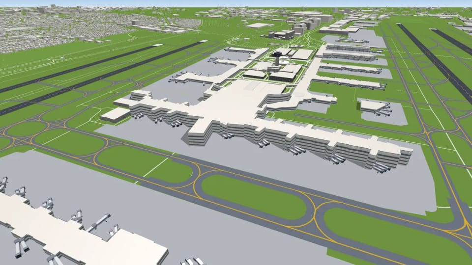 O Tom Bradley International Terminal no LAX como blocos planos