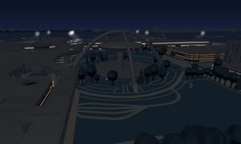 The Theme Building in Los Angeles at night in 3D