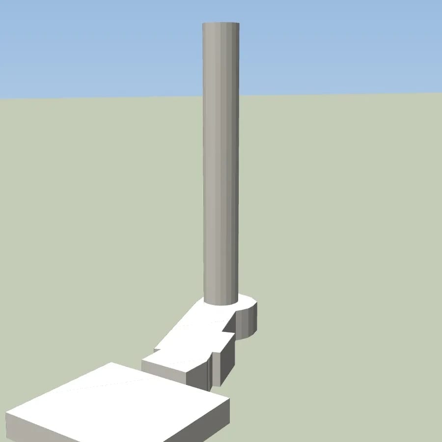 A torre de controlo de Atlanta como uma simples coluna sobre a base